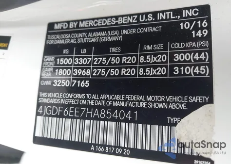 2017 Mercedes-Benz Gls 450 4Matic z USA, uszkodzony, nr VIN 4JGDF6EE7HA854041